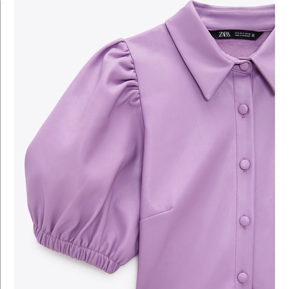 ZARA Faux Leather mini dress puff sleeves 4387/244 - Picture 13 of 13